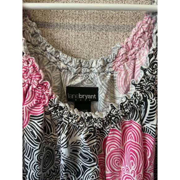 Lane Bryant Pink Black White Floral Swirl Scoop Neck Top Blouse 18/20W - Picture 3 of 6
